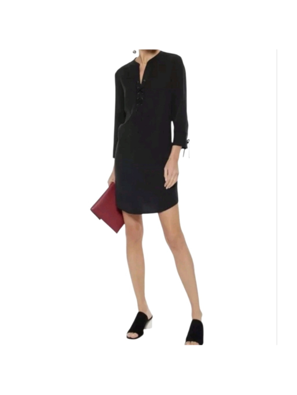 Theory Jullitah R2 Shirt Shift Dress Navy Lightweight Tencel Sz12